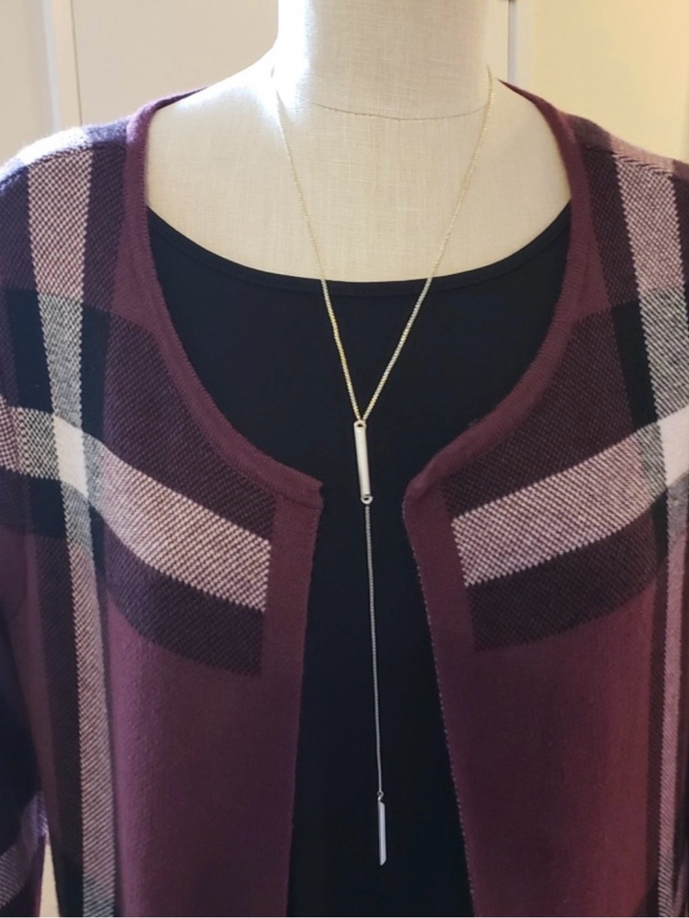Kendra Scott Shelton Gold Tone Bar Chain Lariat Y Necklace with Bag and Box